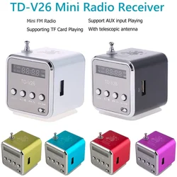 Portable TD-V26 Digital FM Radio Wireless Speaker Mini FM Radio Receiver 1.0 inch LCD Display MP3 Player 87.5~108MHz Support TF