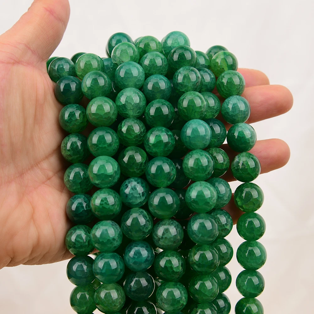 APDGG 2 Strands 14mm Natural Stone Green Color Agate Round Shape Loose Beads 15.2