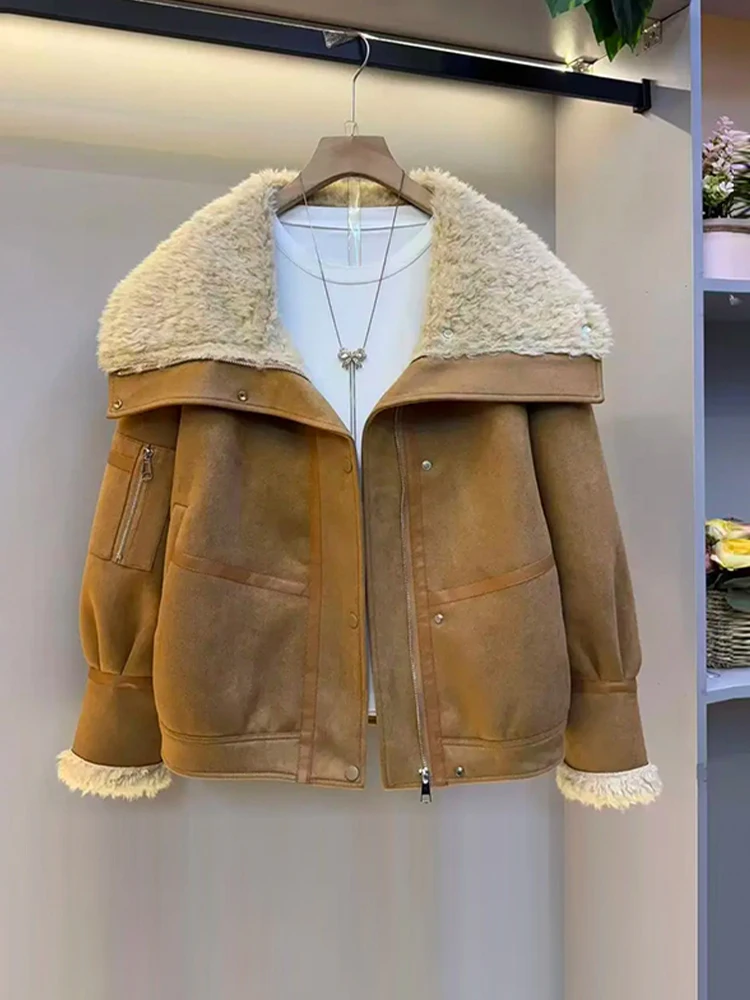 grande-taille-femmes-longue-sve-cuir-jaet-hiver-coupe-ample-design-sens-haut-rabat-col-decontracte-sle-coton-polyester