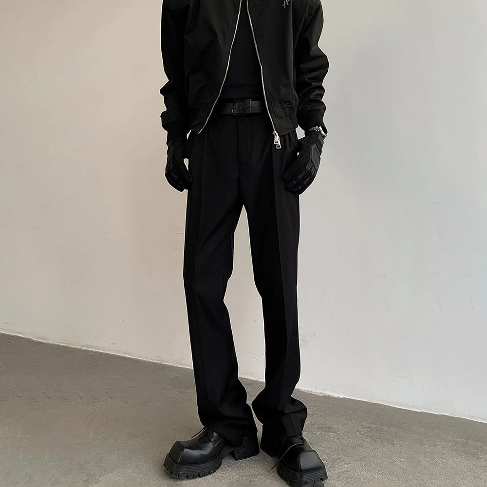 Y2k Mens Long Pants Striped Solid Color Suit Pants Autumn Casual High Street Daily Straight Leg Pants Men's Clothing Unisex 2024