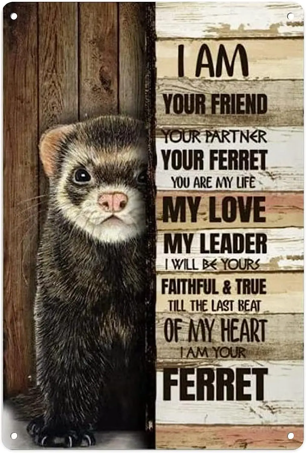 Metal Tin Sign Vintage Ferret Your Friend Best Animal Lovers Retro Home Coffee for Home, Living Room, Garden, Bedroom,