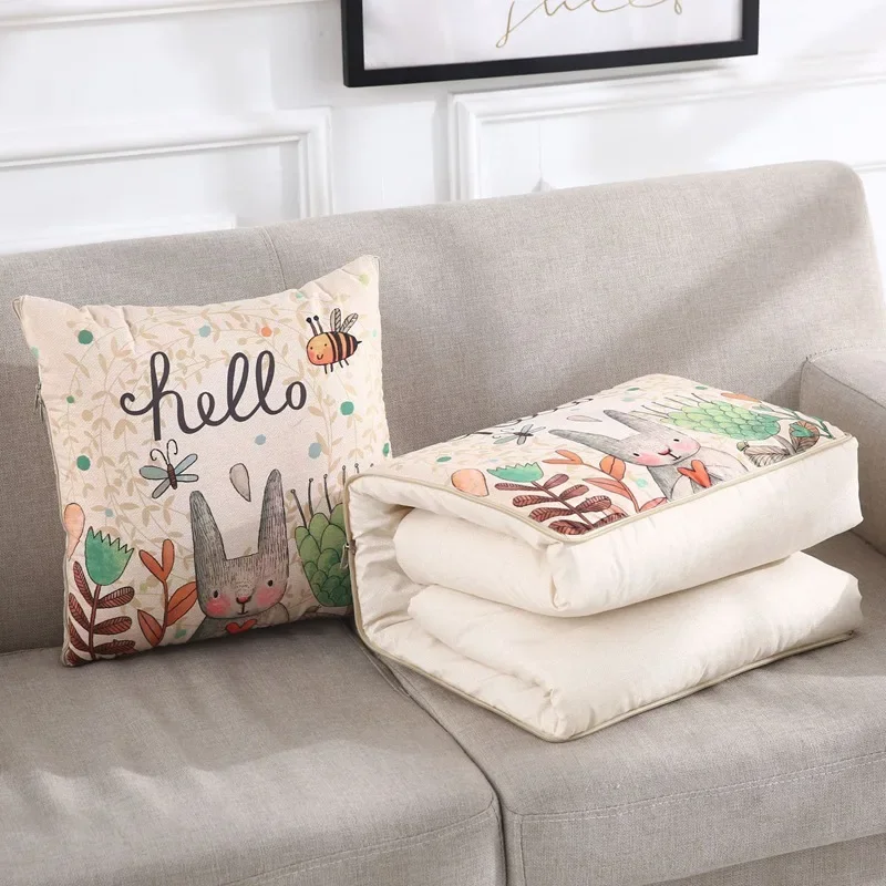 1pc Fold Deer Cushion Cover Quilt Flamingos Decorative Eco-Friendly Green Sofa Seat Case  Pillowcase Soft Bed Pillow Case Quilt