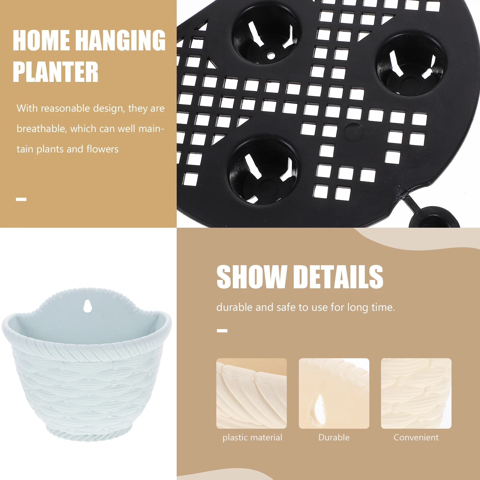 

Wall Hanging Flower Pot Wicker Planters for Outdoor Plants Artificial Decor Pots Indoor to Weave