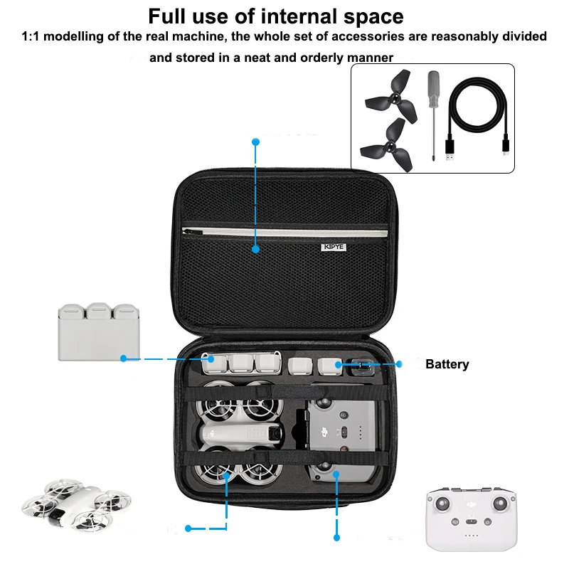Hard Case for DJI Neo Drone Crossbody Bag Travel Storage Fits Fly More Combo RC-N3 Controller Battery Charging Hub Accessories