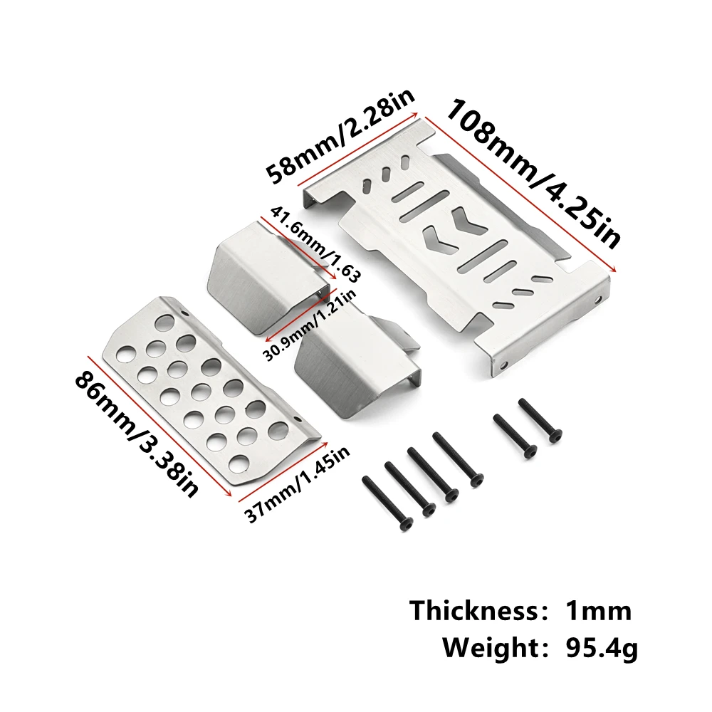 Stainless Steel Metal Chassis Armor Guard, 1/10 Scale For YIKONG YK4106 YK4107 RC Car Upgrade Parts
