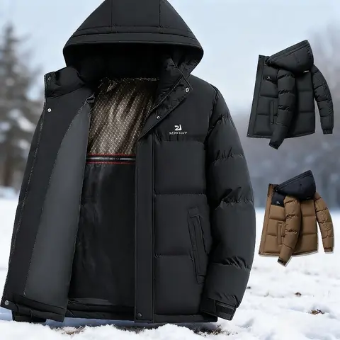 Vinter Herr Vattentät Vindtät Casual Jacka Herr Puffer Hooded Modejacka Man Utomhus Lös Tjock Jacka Vindjacka Parka 6 best sales pufferjacka herr - №4