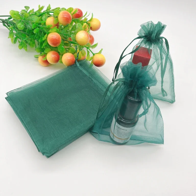 

500pcs Wedding Gift Drawstring Bag Blackish Dark Green Organza Gift Bags Jewelry Packaging Storage Bags Sachet Bag Mesh Pouches