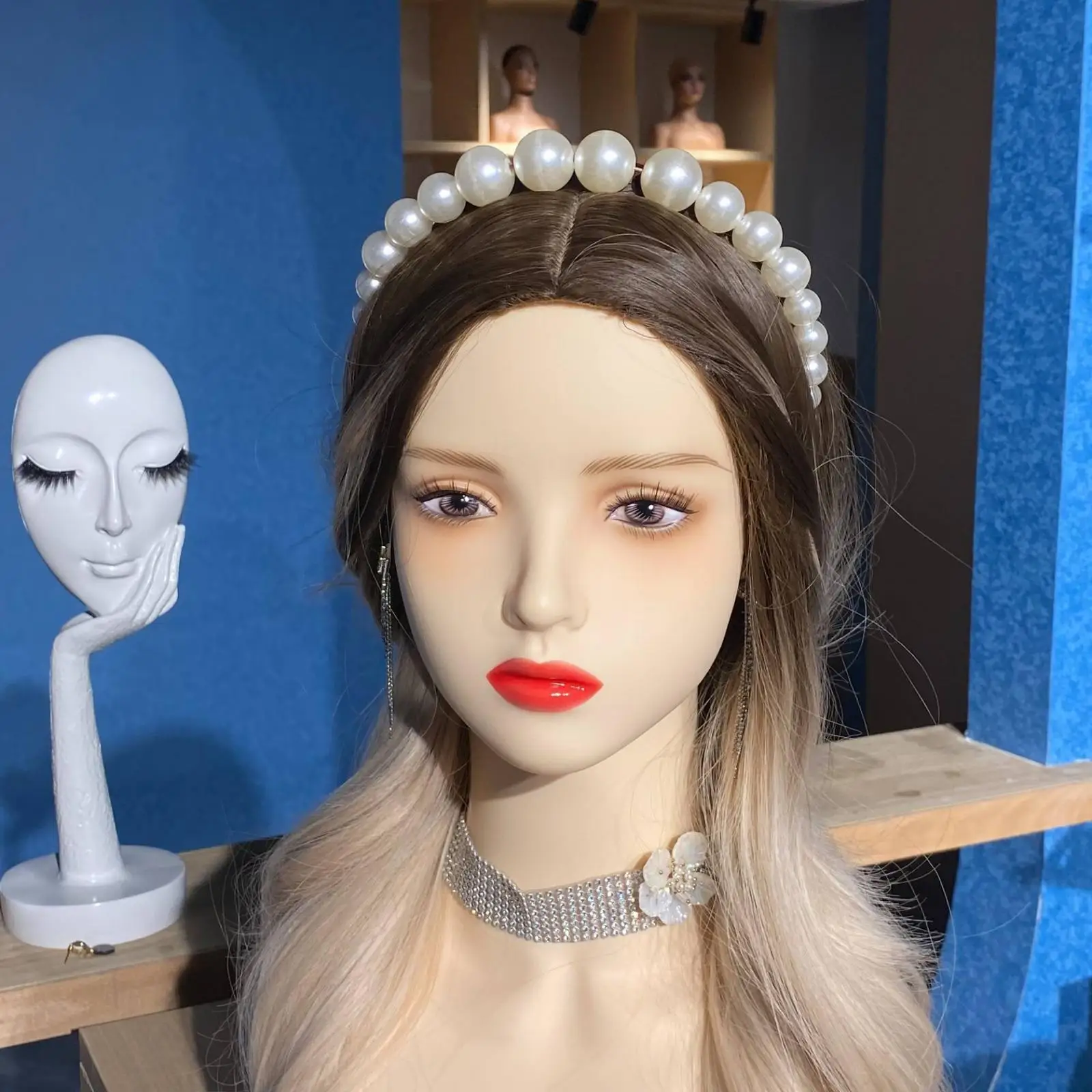 Female Display Head Half Body Design Hairpiece Stand Head Eyelashes and Lips