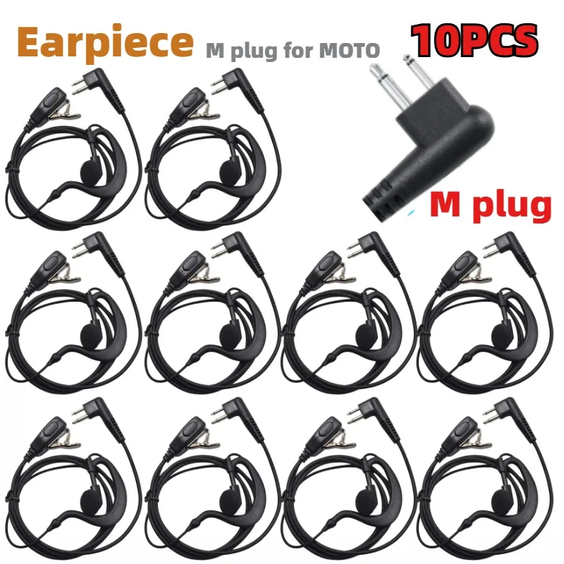 

10pcs 2Pin G Shape M Plug Earpiece Headset with Mic Ptt for Motorola Cls1110 Cp200 Cls1410 Cp185 Cp200d Rdm2070d Walkie Talkie