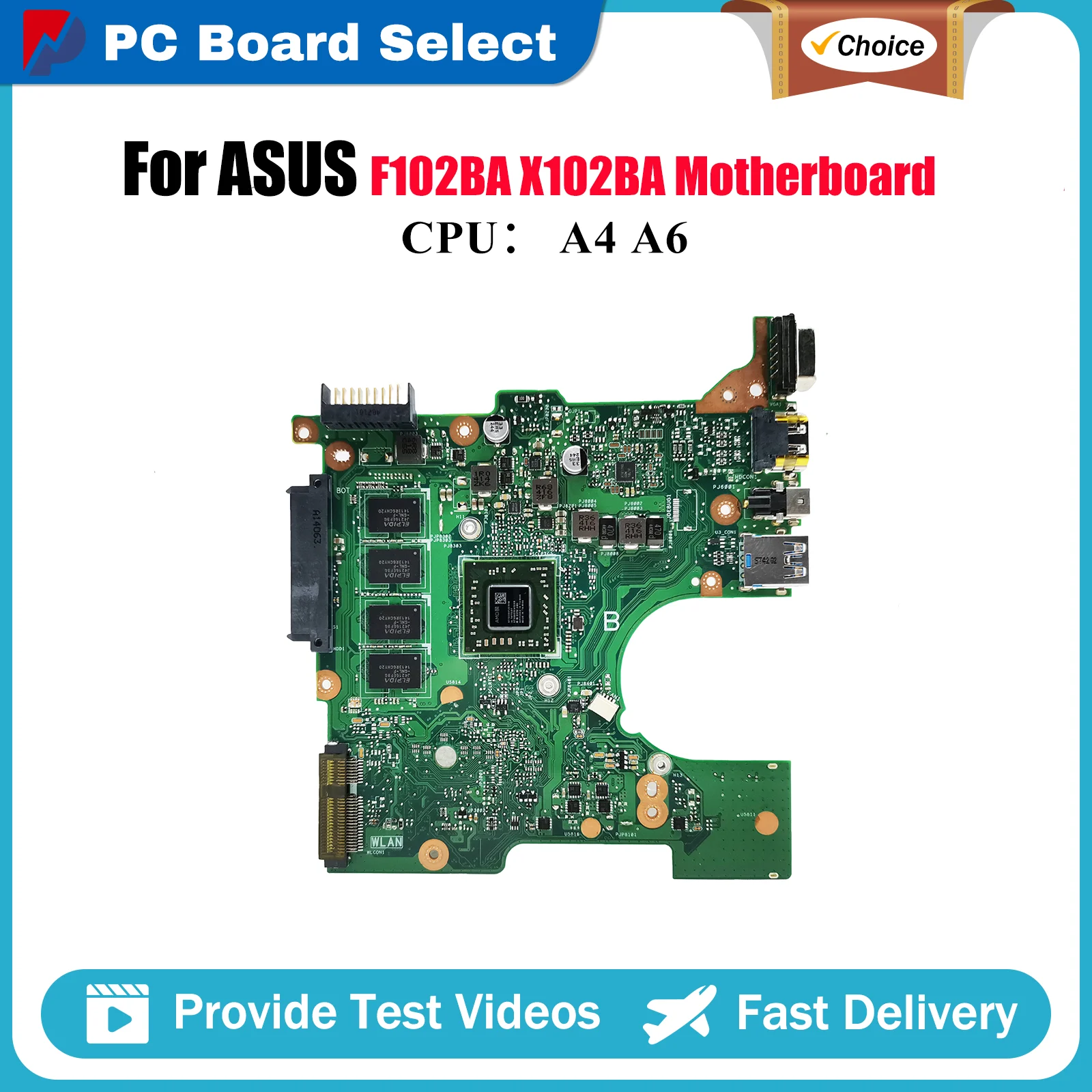 

Материнская плата для ноутбука X102BA для ASUS VivoBook X102B X102BA F102BA, материнская плата для ноутбука с процессором A4 A6, 100% тестирование, ОК, быстрая доставка