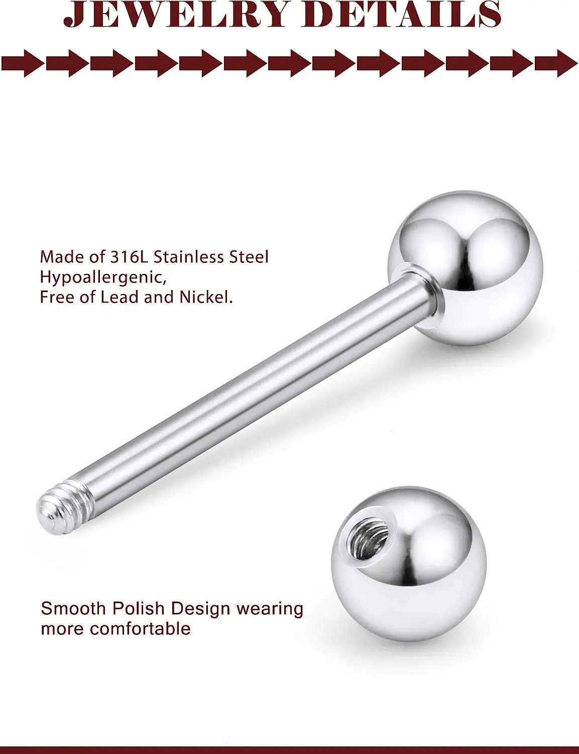 48 Pcs/2 Pcs Nipple Ring Tongue Ring Surgical Steel Straight 14G Barbell Piercing Jewelry 12MM 14MM 16MM Women\'s and Men\'s Glow