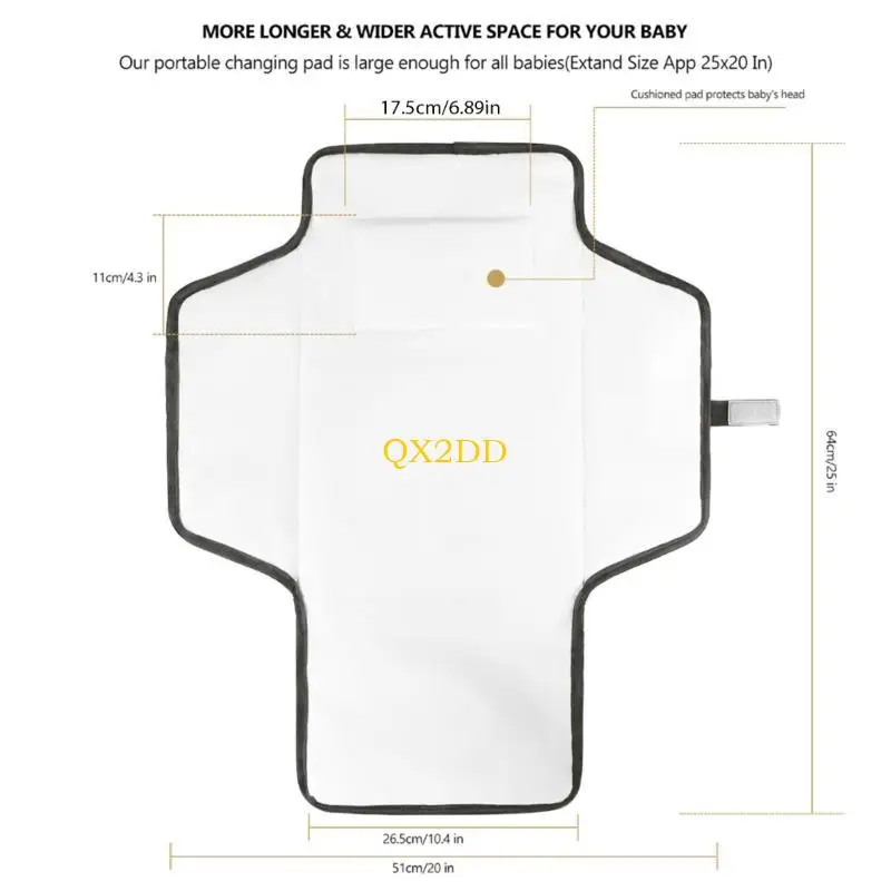 Qx2d Mehrzweckbabywechslung mit Kopfkissen Baby Windel wechselte matte