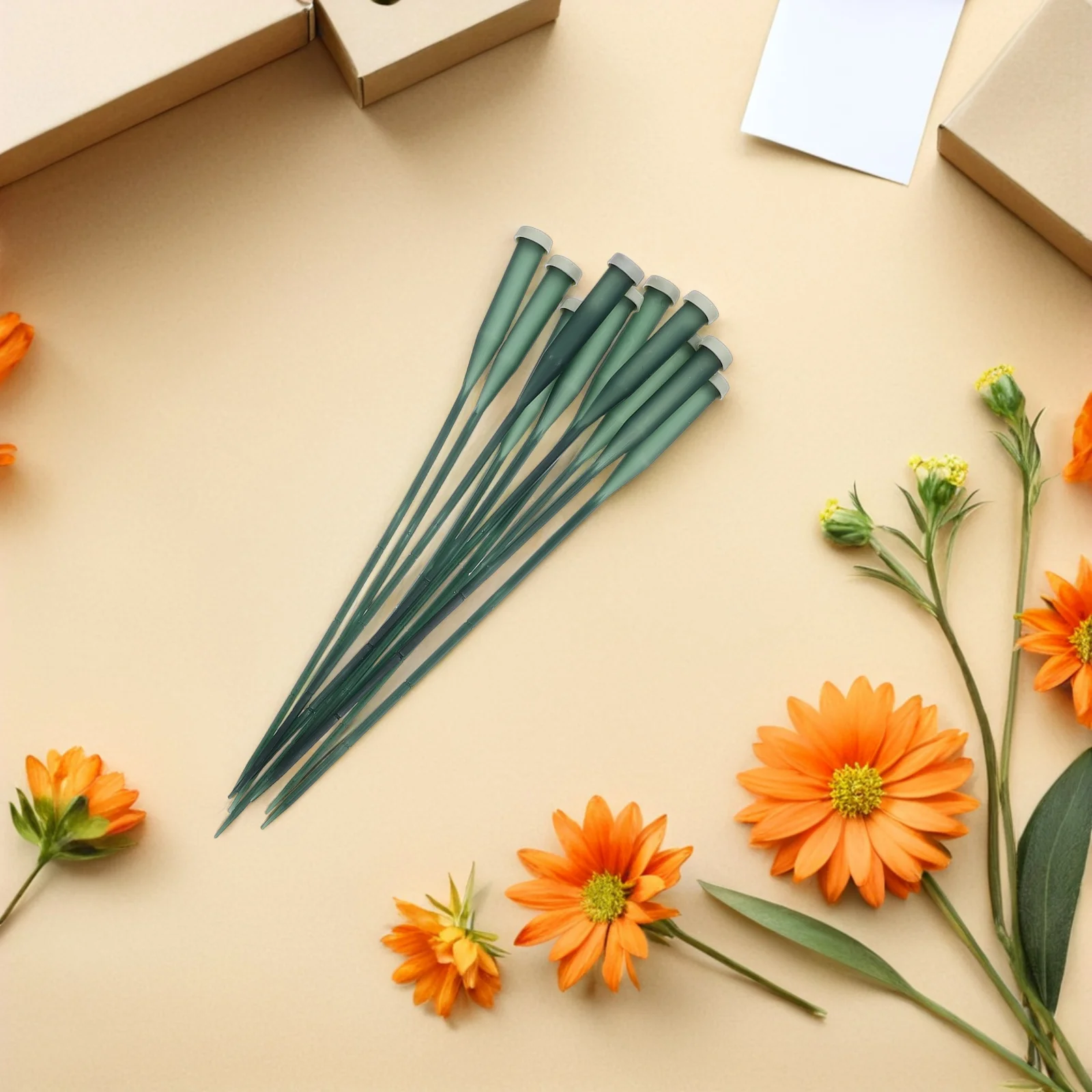 

25Pcs Plastic Flower Stem Tubes Green Caps Long Water Vials Fresh Floral Arrangement Supplies Single Stem Flower Hydration