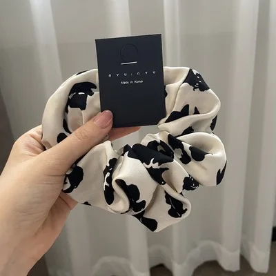 

Woman Flower Printed Elastics Hair Band Solid Color Scrunchies Hair Ties Rope Ladies Ponytail Hold Hair Accessories