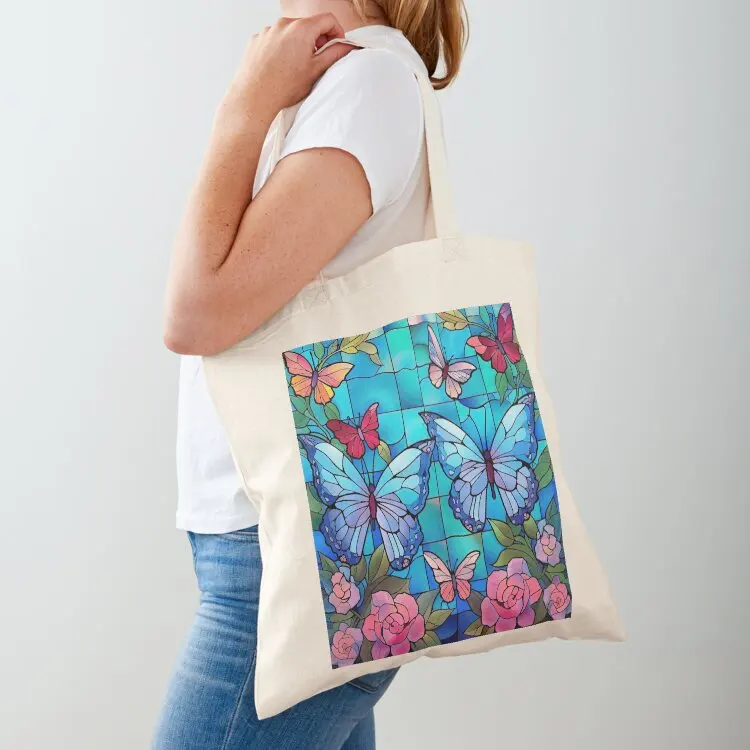 Stained Glass Butterfly Tote Bag Shopper bag sacs de shopping women bag