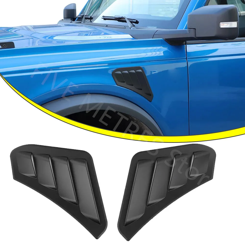 

1set Black Front Side Leaf Panel Fender Air Vent Outlet Cover For Ford Bronco 2021 2022 2023 Fender Air Vent Outlet Decorative ﻿