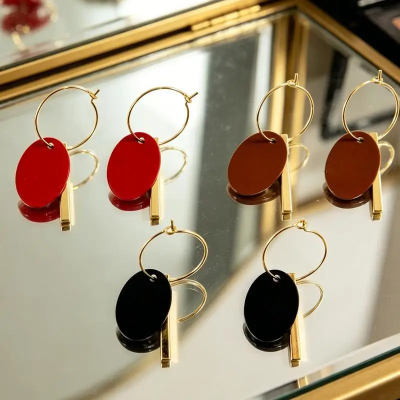 1 Pair DIY Accessories New Style Elegant Round Splice Long Strip Alloy Fashionable Charm Mom Earrings For Women