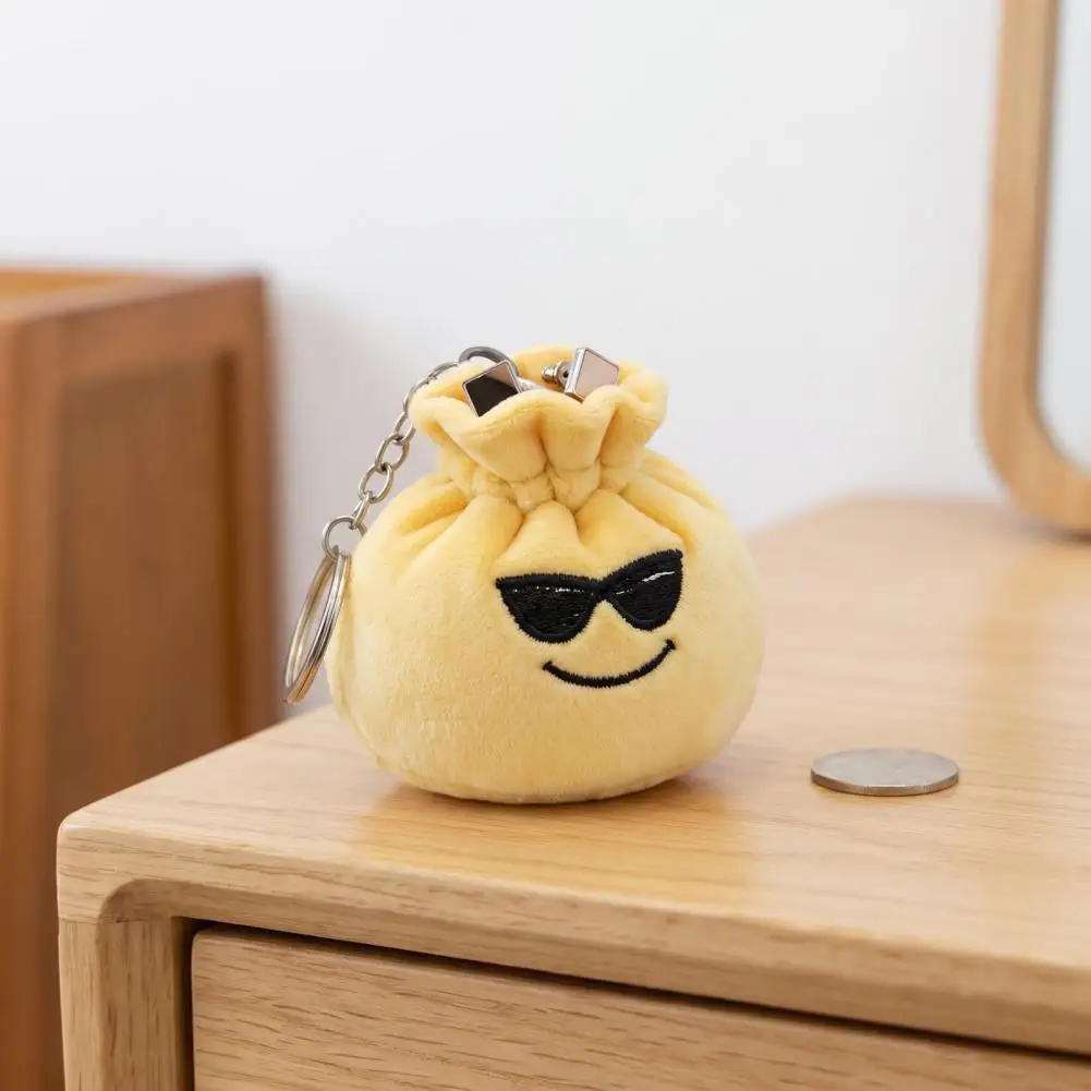 Small Drawstring Bag Cute Bun Plush Keychain Steamed Dumpling Bag Charm Soft Stuffed Food Toy Gift Mini Drawstring for Travel