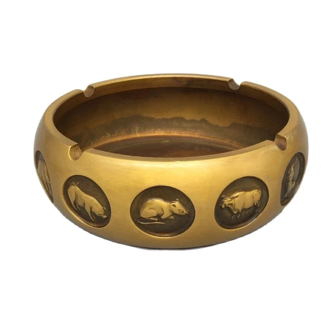 Home Living Room/Desk Decoration Gift High quality 12 Animals Chinese Bronze Handmade Ashtray,Antique Jar Pot With Qianlong Mark
