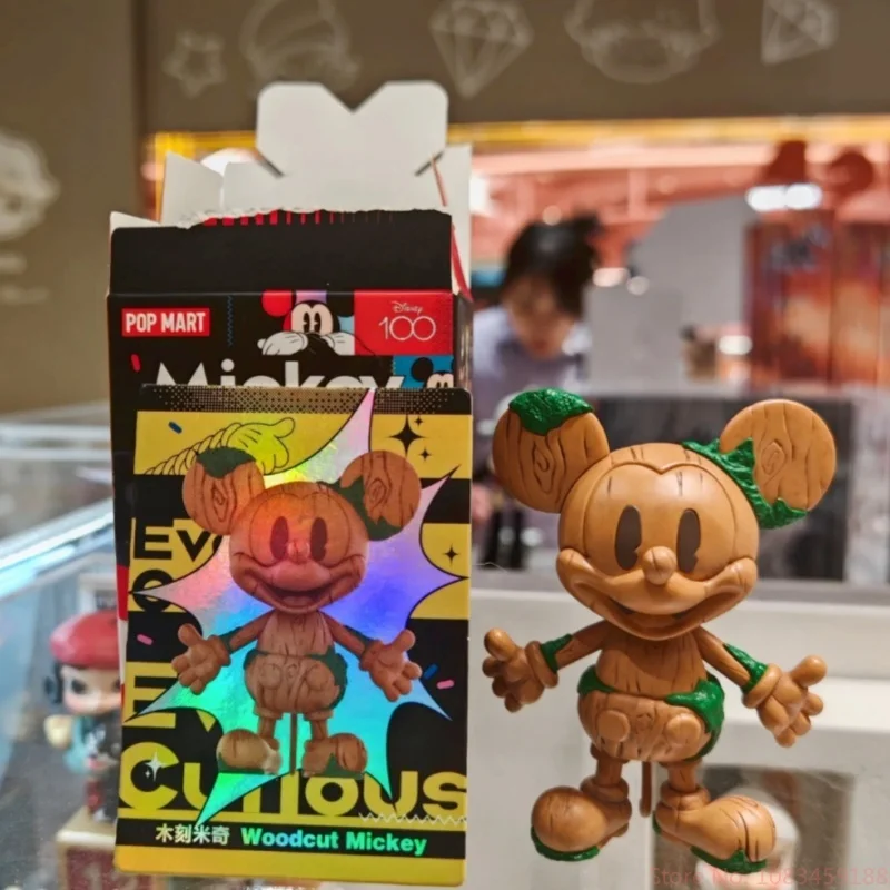 Kotak buta Mickey Mouse Anniversary Disney 100th, orisinal ingin tahu seri boneka figur tanpa batas, hadiah dekorasi kamar mainan