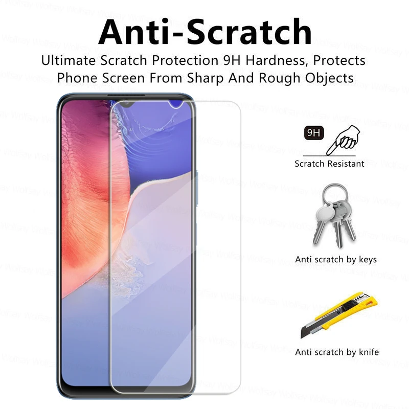 4IN1 Kaca untuk Vivo Y15A Kaca Tempered Vivo Y15A Y15S Y12A Y12S Y11S Pelindung Layar Film Lensa Ponsel untuk Vivo Y15A