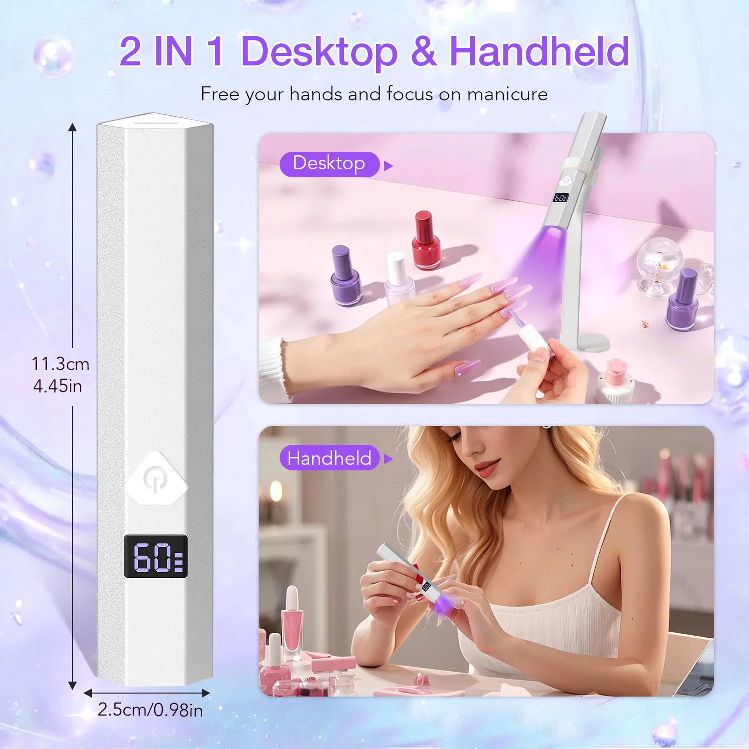 Mini linterna con bolígrafo, lámpara para uñas para esmalte de Gel, secado rápido, USB, secador de uñas, lámpara LED UV para uñas con 2 temporizadores, ajuste de uñas para salón