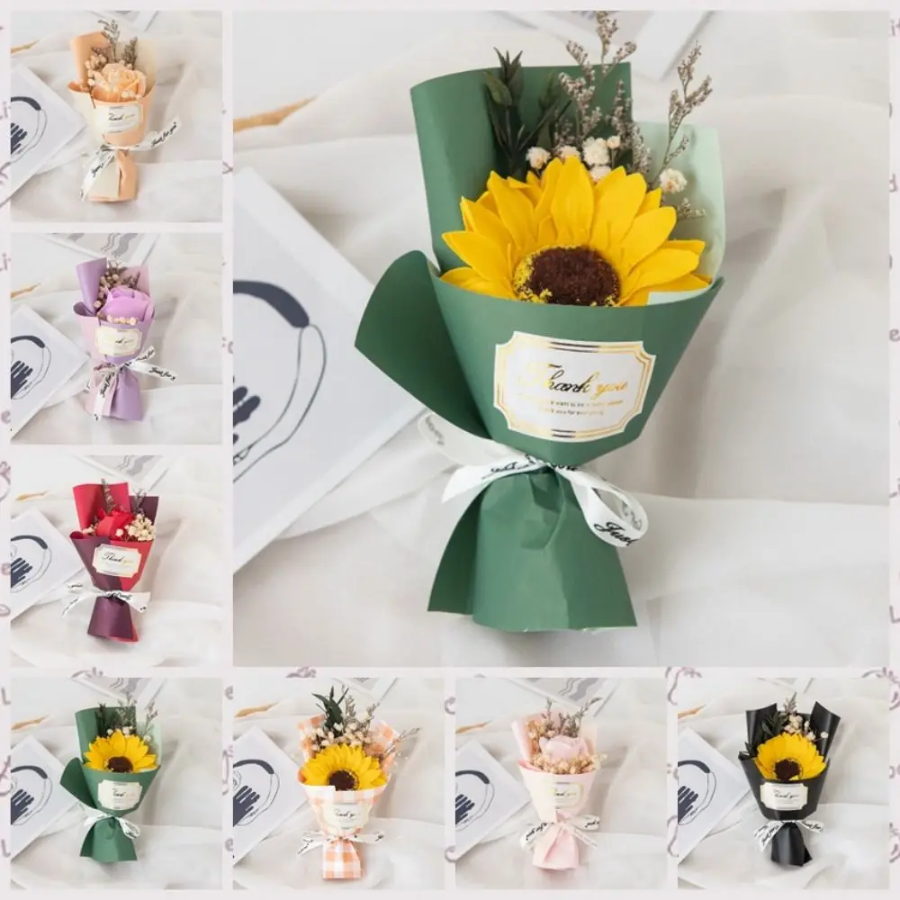 Decorative Soap Rose Flowers Simulation Lifelike Artificial Rose Bouquet Romantic Sunflower Soap Flower Mother's Day Gifts