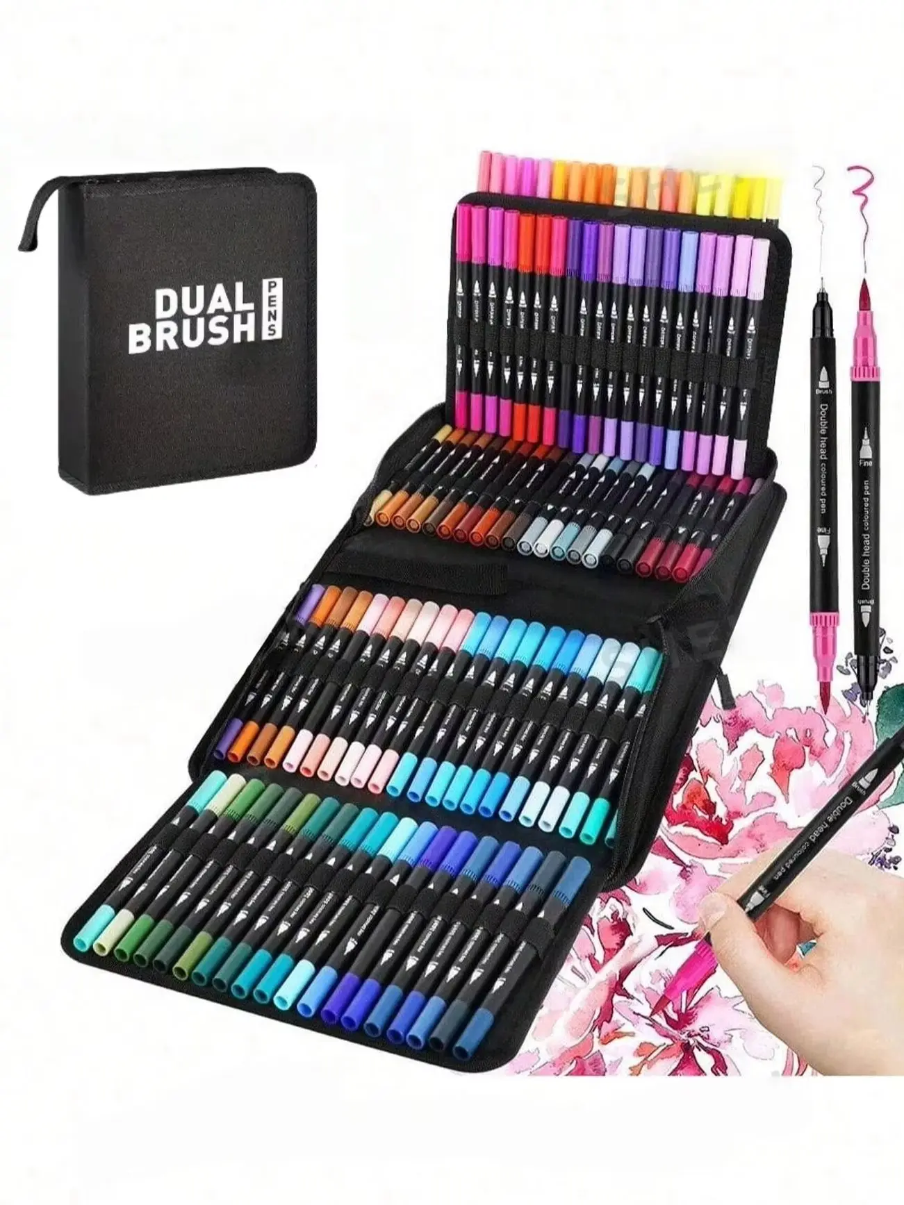 72Colors Vibrant Double-Ended Watercolor Markers - Art Set for Drawing & Crafts, Durable Plastic Bodies, Christmas Gift
