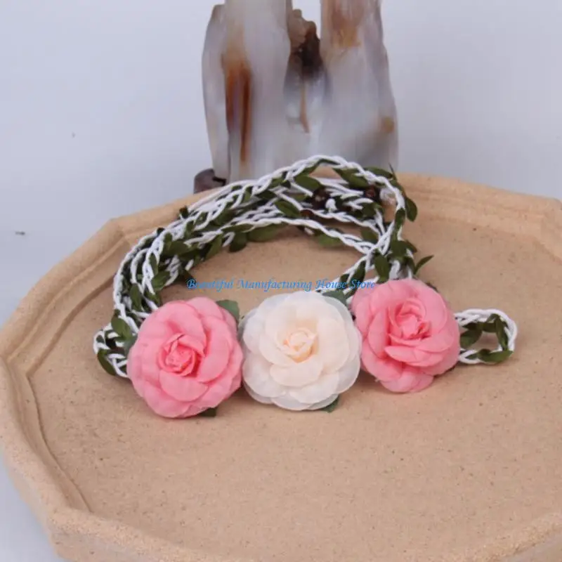

E56A Color Optional Women Waist Belt Vintage Bohemian Elastic Flower Wide Belt