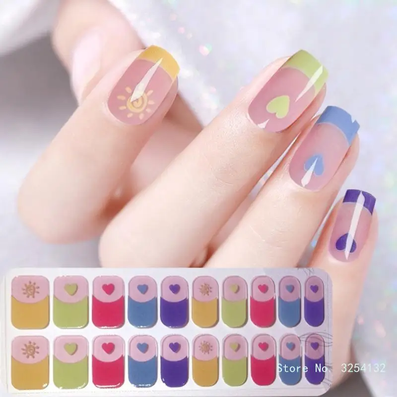 Semicured Gel Nails Stickers UVs/LED Lamp Required 20 Gel Nails Polish Wraps Fashion Design Gel Nails Art Stickers Women