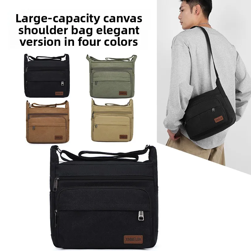 

Men's Crossbody BagLarge Capacity Canvas Messenger Bag Casual Shoulder Bag Multifunctional Handbag For Men Fashion OutdoorSports