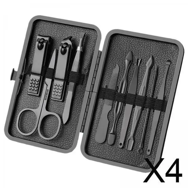 Cortauñas Kit de cortadores de manicura de acero inoxidable Juego de cuidado de uñas portátil con estuche de cuero para viajes