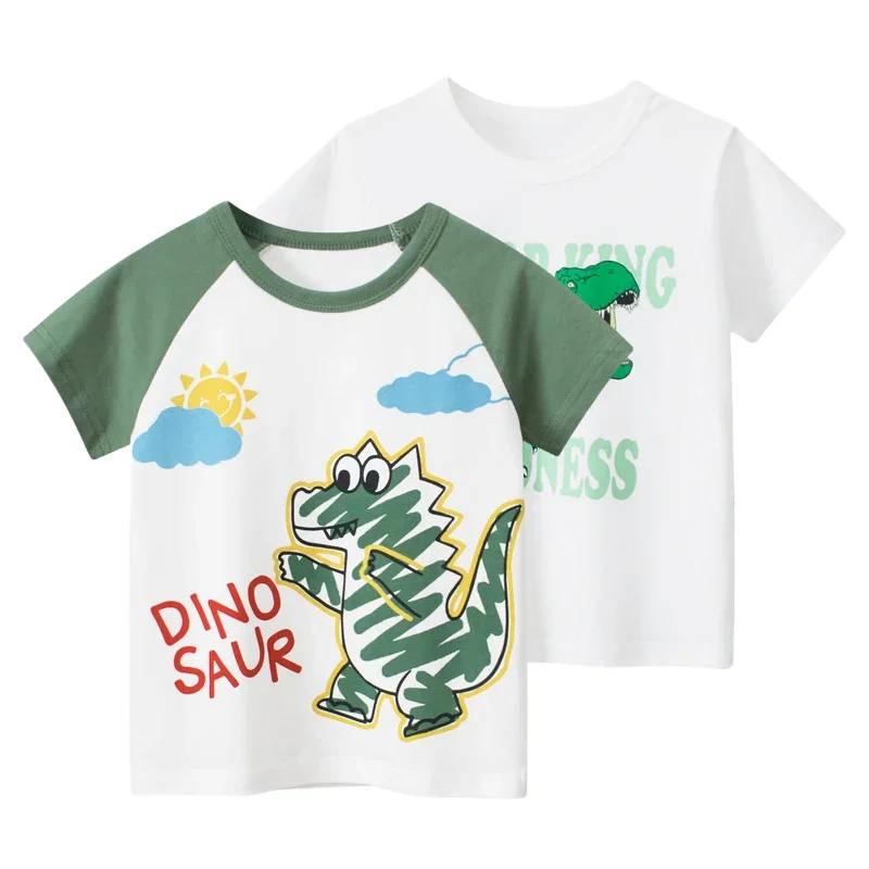 

2025 Summer New Cartoon Dinosaur T-Shirt for Boys Children's Clothing Boy Short Sleeve Cotton Tops Tees Shirt Kids Clothes 2-10Y