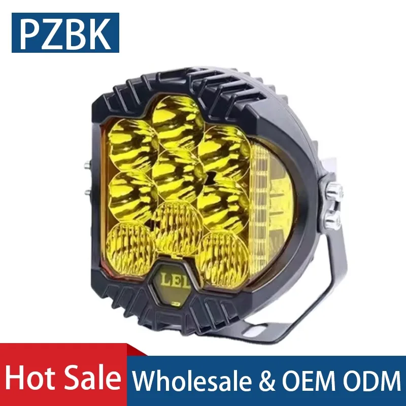 Multi-size Round LED Work Lamp 5 7 9 Inch Yellow White Light 12-24V Auxiliary Fog Light for Off-Road Vehicle Tractor 4x4