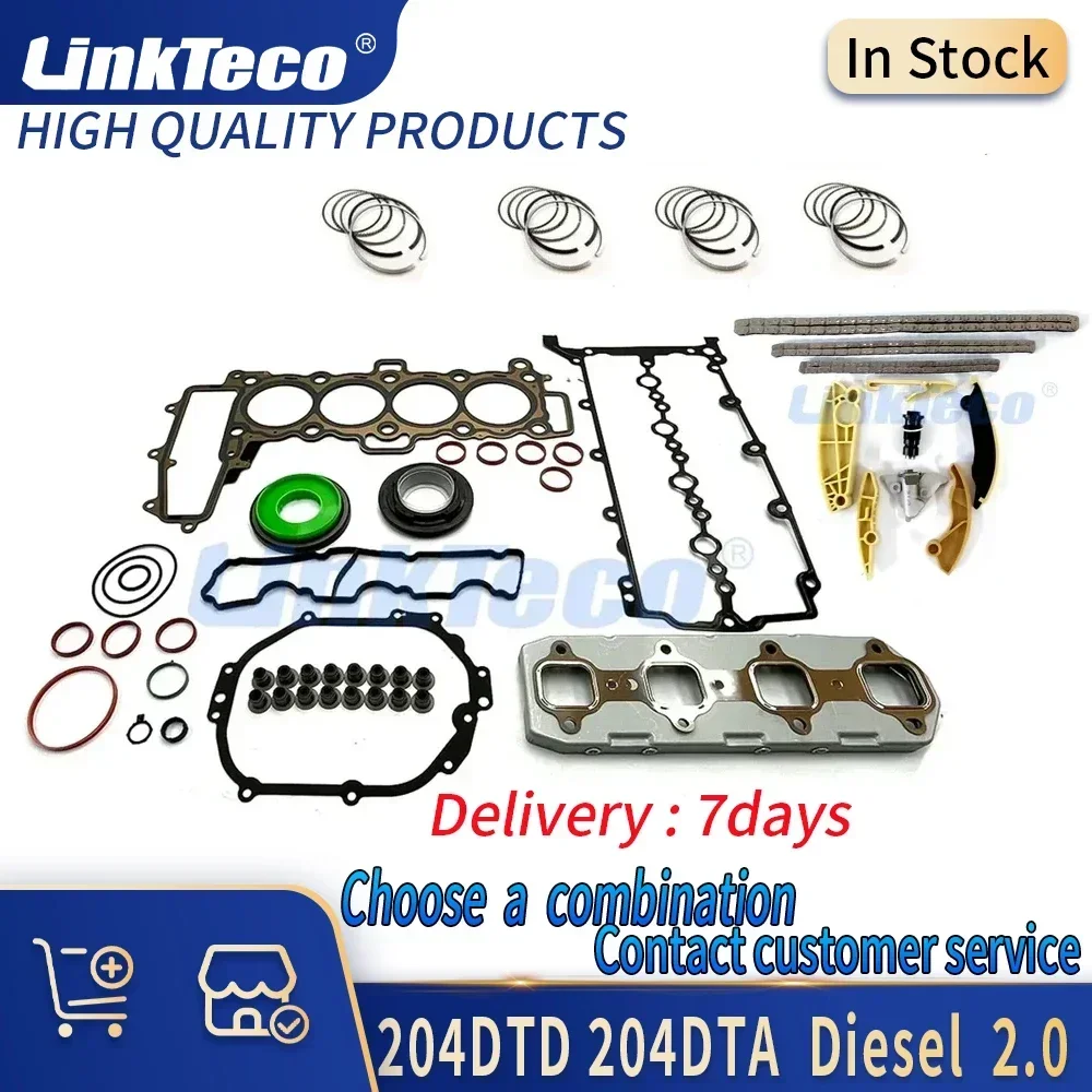 Cylinder Head Gasket Set Piston Bearing Timing Chain Kit 2.0 L 204DTA 204DTD AJ200 Diesel For Land Rover RANGE ROVER Jaguar T