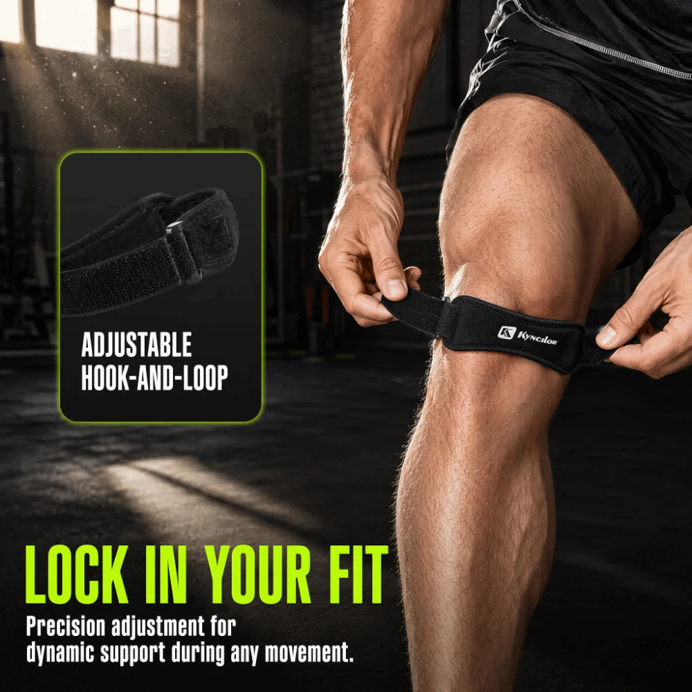 2PCS Adjustable Patella Support Strap Breathable Shock Absorption Knee Shock Absorption Brace OK Fabric Nylon