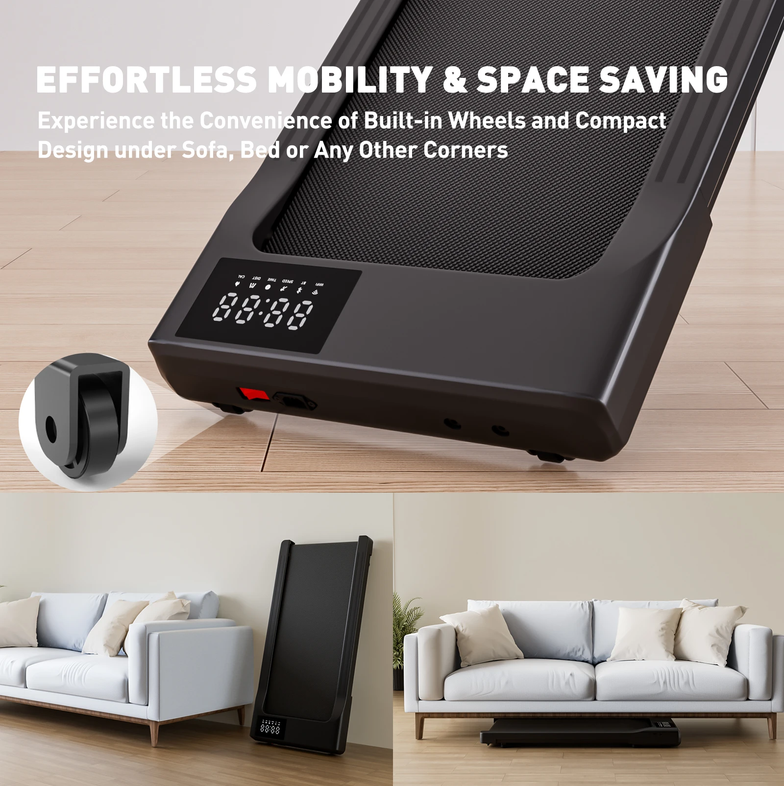 Promoation Walking Treadmill 2.5HP 1-6km/h Speed Anti-Slip Shock Absorption Portable Treadmill for Home Office Exercise Machine