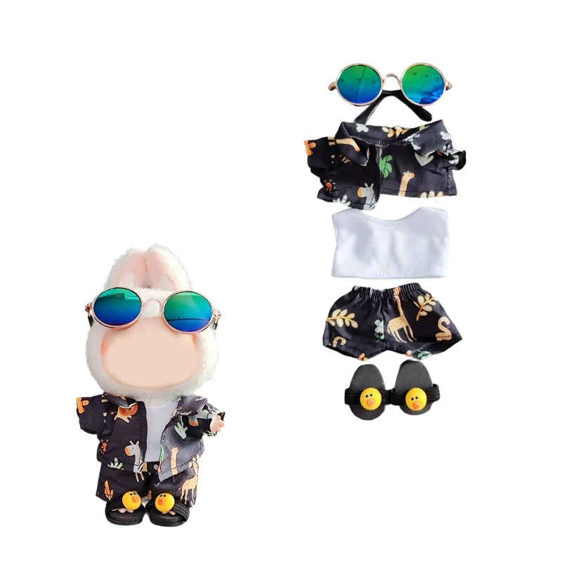 

Одежда для кукол Labubu, пляжный комбинезон в курортном стиле, Labubu Idol V1 V2, одежда для кукол, плюшевые аксессуары для кукол, универсальные 15/17 см