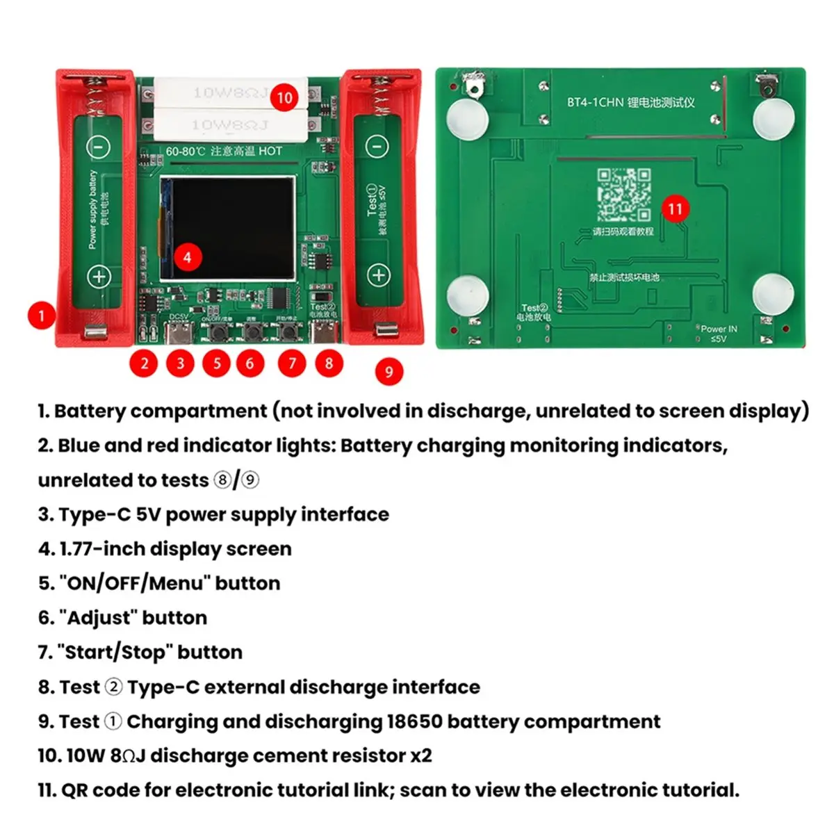 (A99Z] DC5V 21700 Ternary Lithium Battery Tester 2-Wire Automatic Charge Discharge Battery Capacity Electronic Load Tester