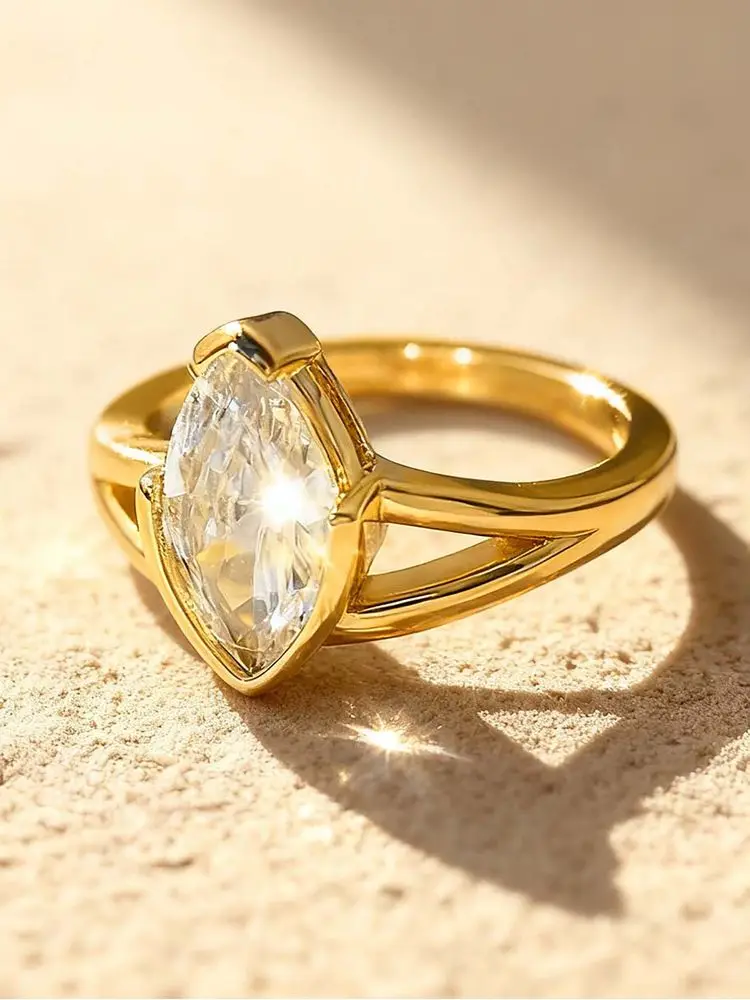 925 Sterling Silver Fashion Shiny Marquise Shape Zircon Ring For Women Engagement Wedding Anniversary High Quality Fine Jewelry