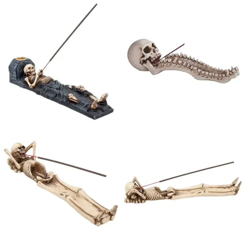 for  Wholesale Custom Gray Resin Skull Incense Burner Easy Incense Rack