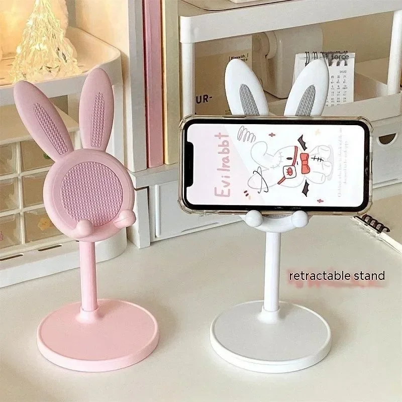 Cartoon Bunny Desktop Mobile Phone Holder Stand Smartphone Tablet Bracket Adjustable Telescopic Lifting Lazy Bracket