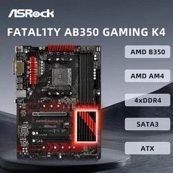 ASRock Fatal1ty AB350 Gaming K4 Motherboard AMD B350 CPU Socket AM4 Support Ryzen 9 5900X 3900XT Ryzen 7 5800X3D 5800X DDR4 ATX