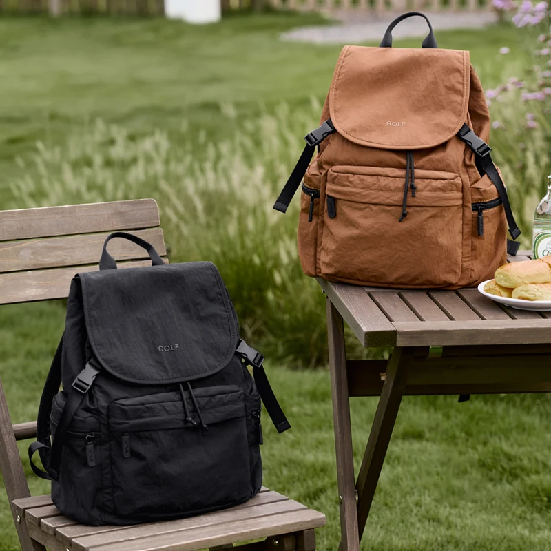 GOLF QUALITY Nylon Backpack for Women Waterproof Outdoor Travel College Student School Bag Suitable for 15-inch Laptop