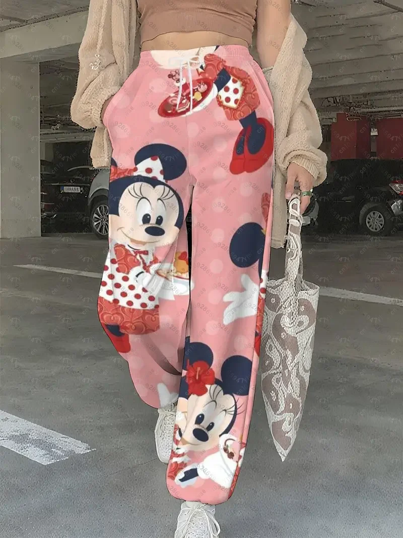 Cartoon Mickey Mouse Women's Casual Jogger Pants Pink Casual Pants Spring/Summer Outdoor Men's Long Pants Trousers