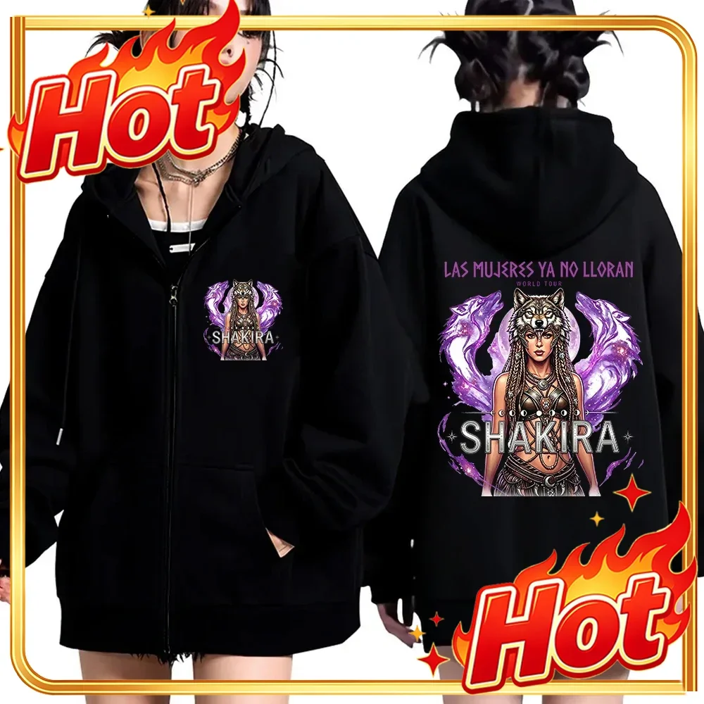 2026 Shakira Las Mujeres Ya No Lloran World Tour Zipper Hoodie Man Woman Harajuku Long Sleeve Streetwear Sweatshirts