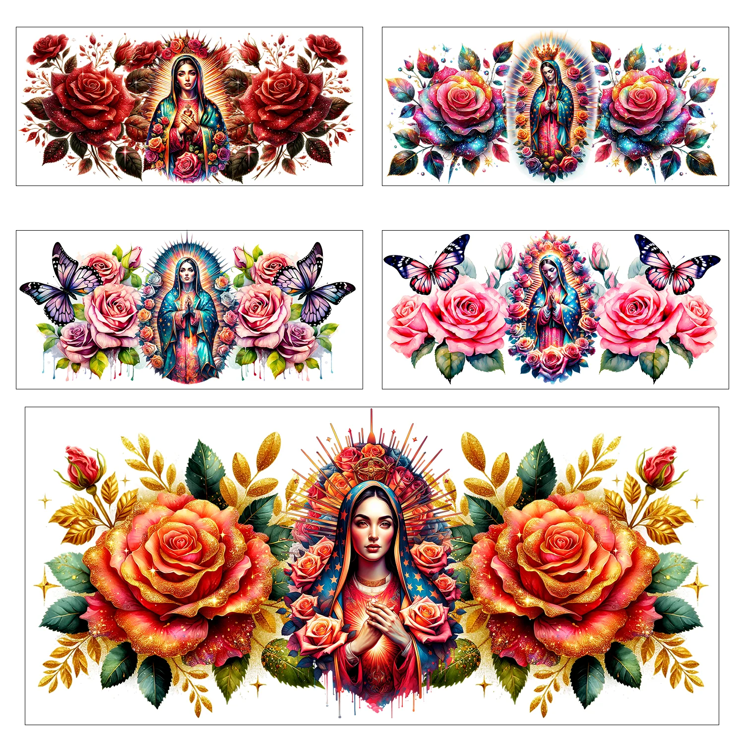 

Holy Mother Series easy peel waterproof DIY Decals Retro Beauty 3D transfers uvdtf crystal sticker 16oz uv dtf cup wraps