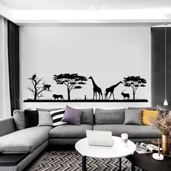 African Safari Wall Decal Jungle Vinyl Stickers Decals Home Decor Animal Wall Vinyl Decal Nursery Decor Room Decoration 3117