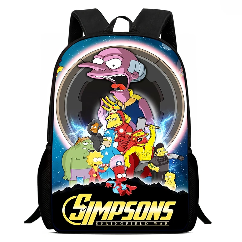 Mochila School Backpack,Cartoon S-simp-S-son School Bags for Girls Boys,Durable &Light Weight Kids Backpack for Kindergarteen