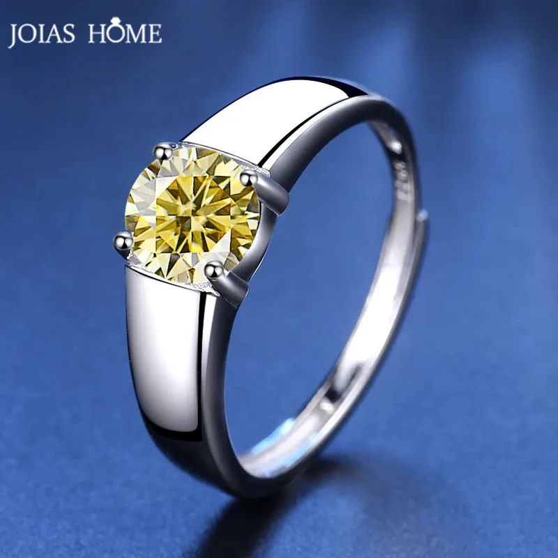 JOIAS HOME Fashionable and Minimalist Silver S9251ct D-Color Moissanite Men's Gemstone Ring, Suitable For Daily Wear